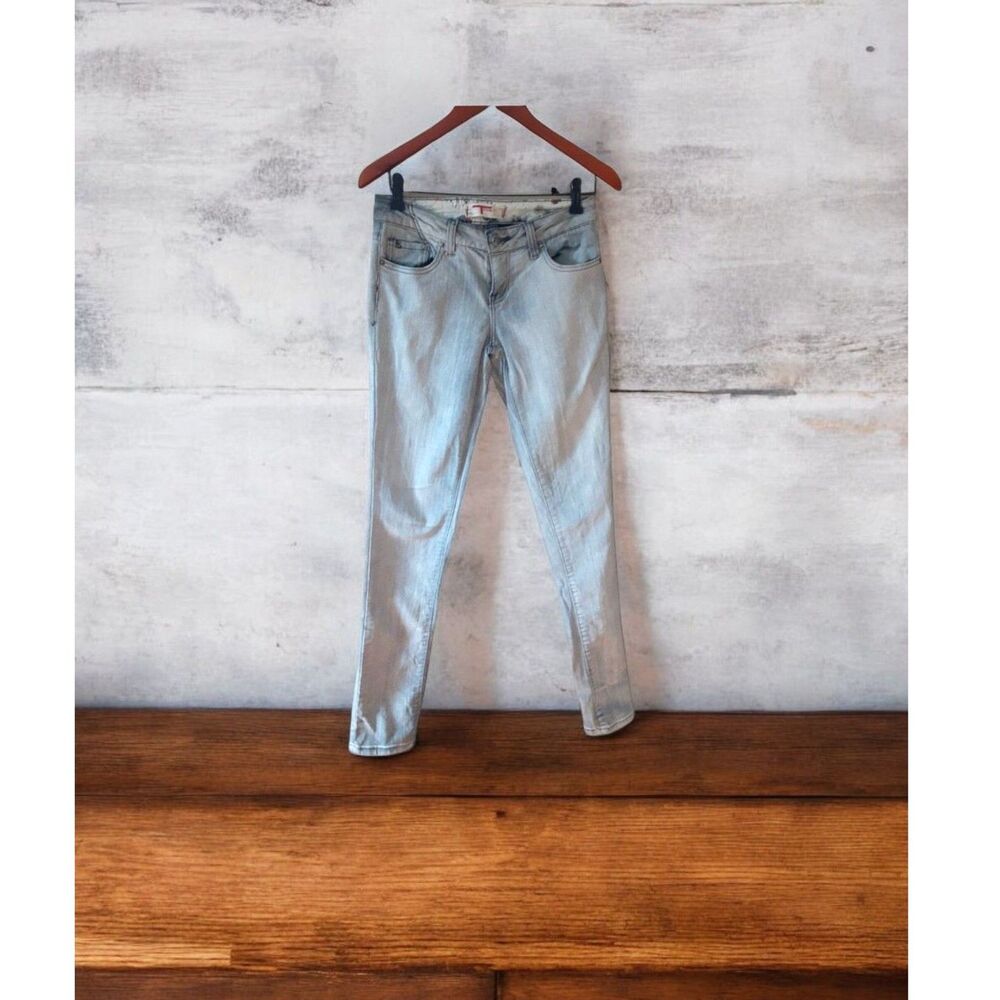 T five Denim Grey Skinny Straight Jeans Low Rise Size 7